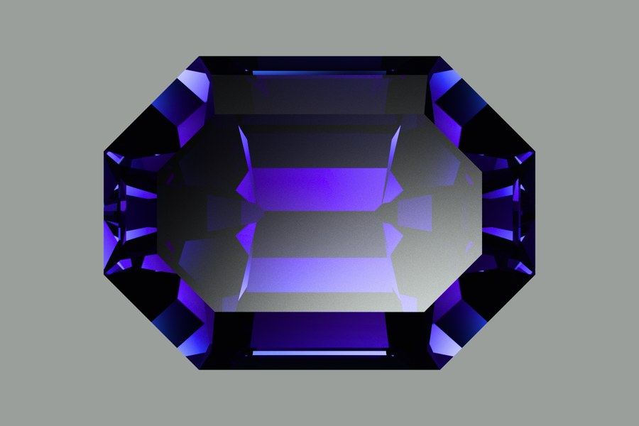 The same step cut rendered as sapphire