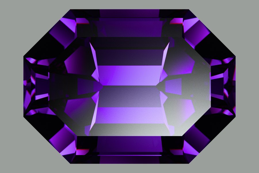 The same step cut rendered as tanzanite